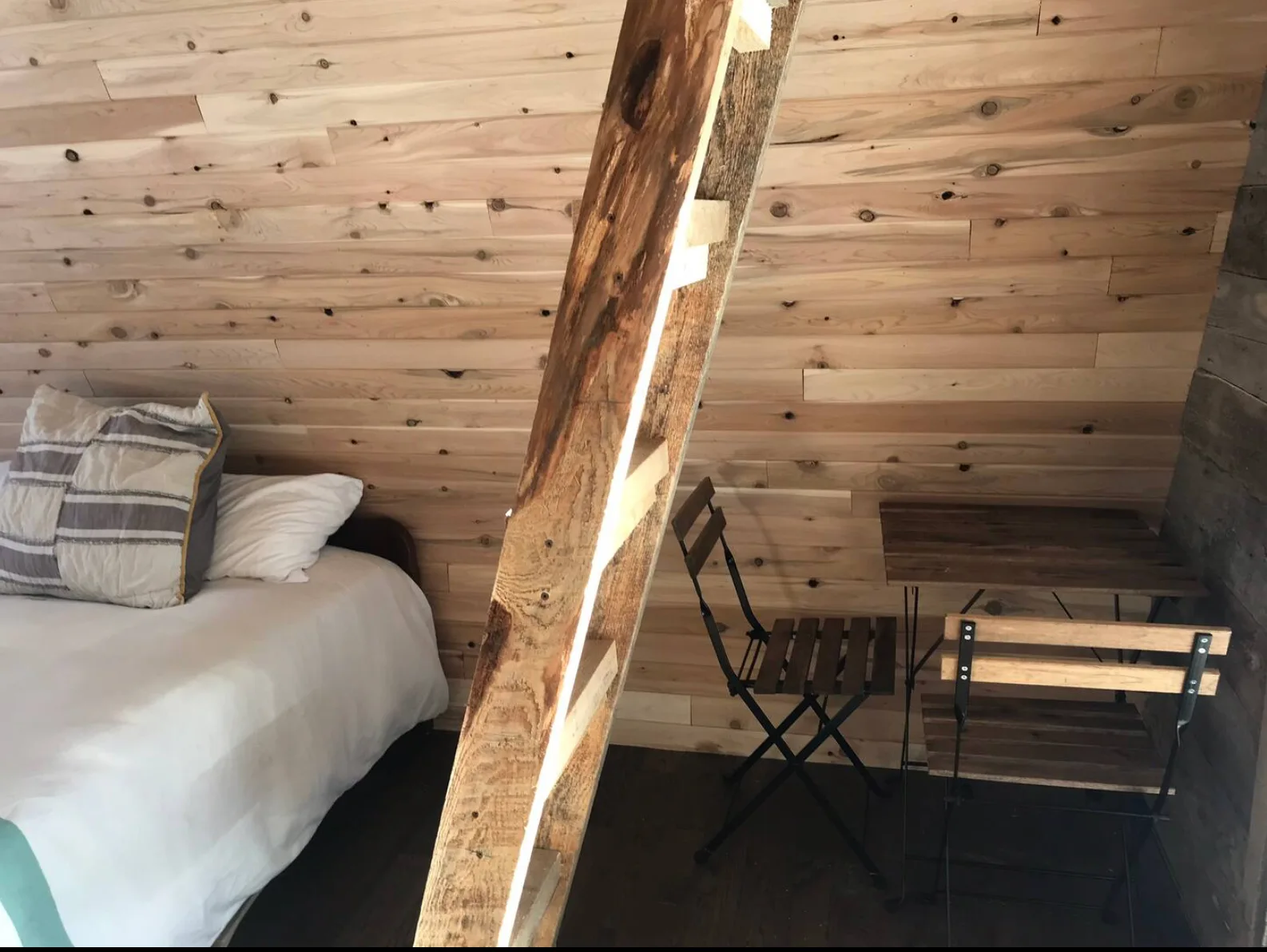 Loft bed, ladder and bistro dining nook