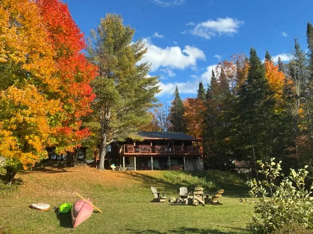 The Waterfront Cottage surrounded by colourful autumn trees